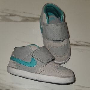 Kids Gray and Blue Nike Shoes